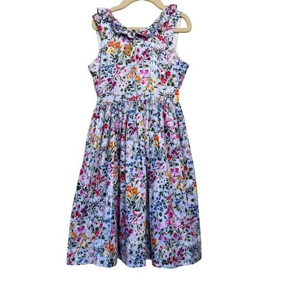 Oscar de la Renta Other - OSCAR DE LA RENTA Floral Dress Girls 8 Cotton Ruffle Neck Spring Summer Flowers